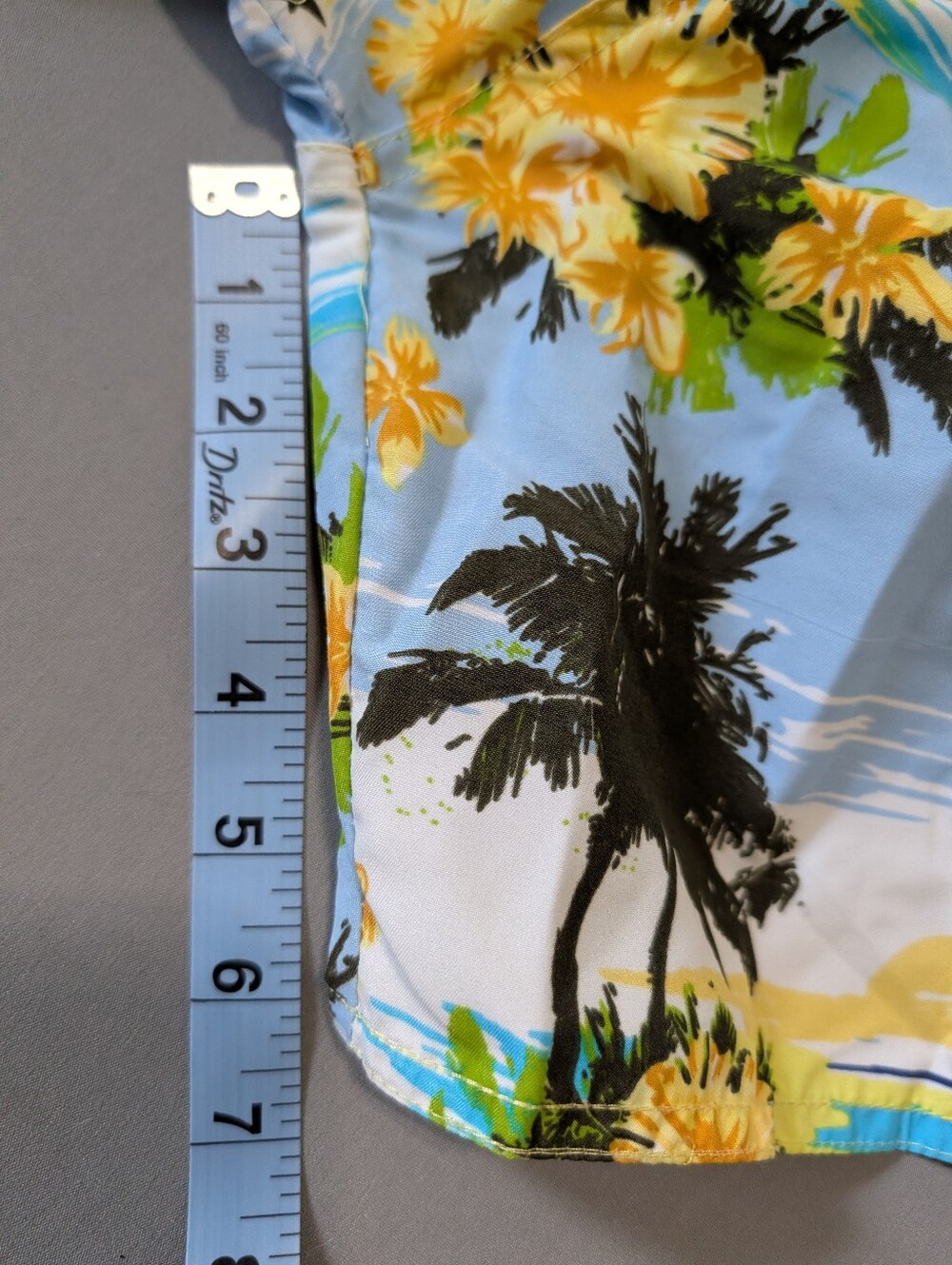 Panama Jack Blue Yellow Tropical Swim Shorts Boardshorts Velcro Tie Size Large L - Picture 8 of 8